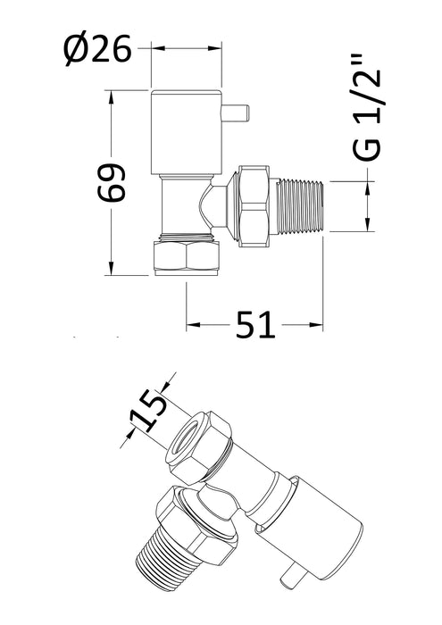 Angled Radiator Valve Pack (Pairs) Chrome