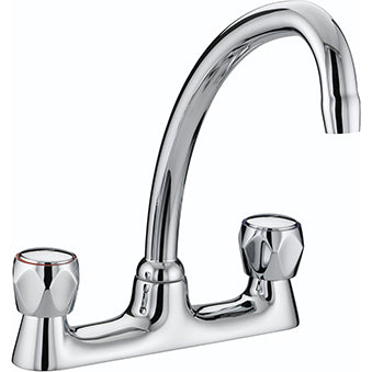 Club Budget Deck Sink Mixer Chrome With Metal Heads