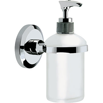 Solo Wall Mounted Frosted Glass Soap Dispenser Chrome Plated
