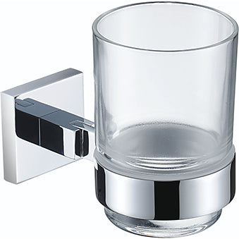 Square Tumbler and Holder Brass Chrome Plated