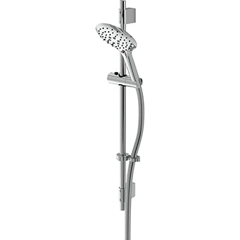 Casino Shower Kit with Large 3 Function Push Button Handset and Silver Hose