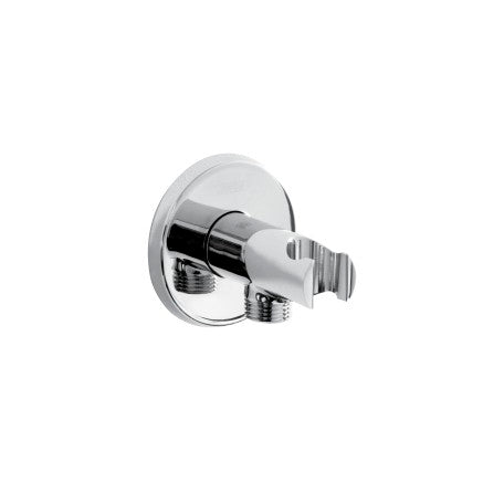 Contemporary Round Wall Outlet with Handset Holder Bracket Chrome