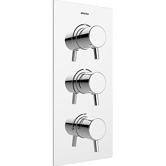 Prism Recessed Thermostatic Dual Control Shower Valve with Integral Two Outlet Diverter and Stopcock Chrome