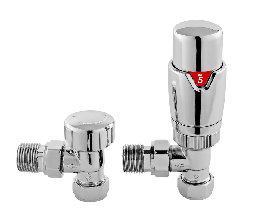 Angled Thermostatic Radiator Valve Pack Chrome