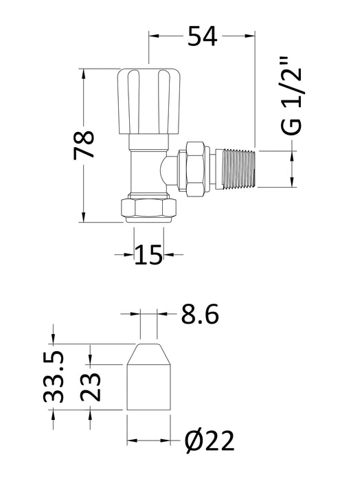 Angled Radiator Valve Pack (Pairs) Chrome