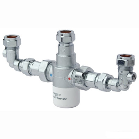 15mm Thermostatic Mixing Valve with Isolation Elbows